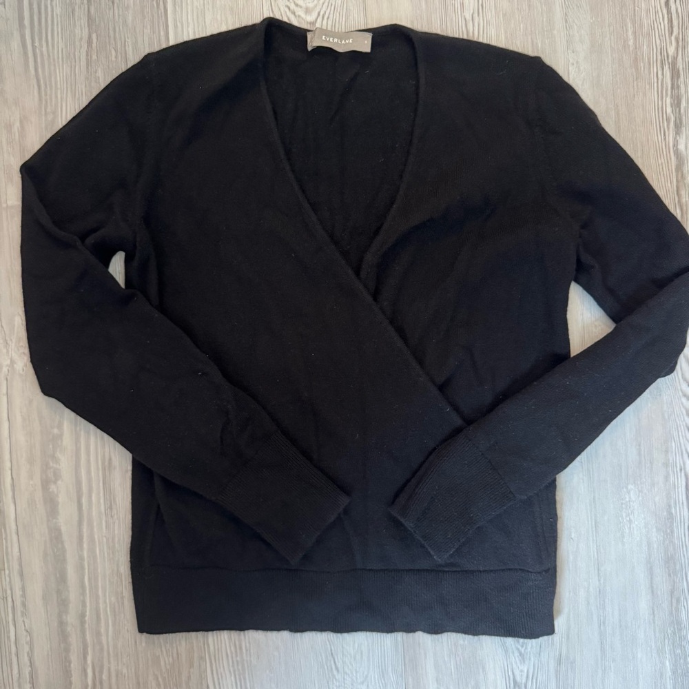 Everlane Black Cashmere Wrap Sweater